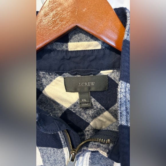 J Crew XXL Navy Blue Buffalo Plaid Wool Blend Pullover Quarter Zip Plus 2X - Picture 4 of 6